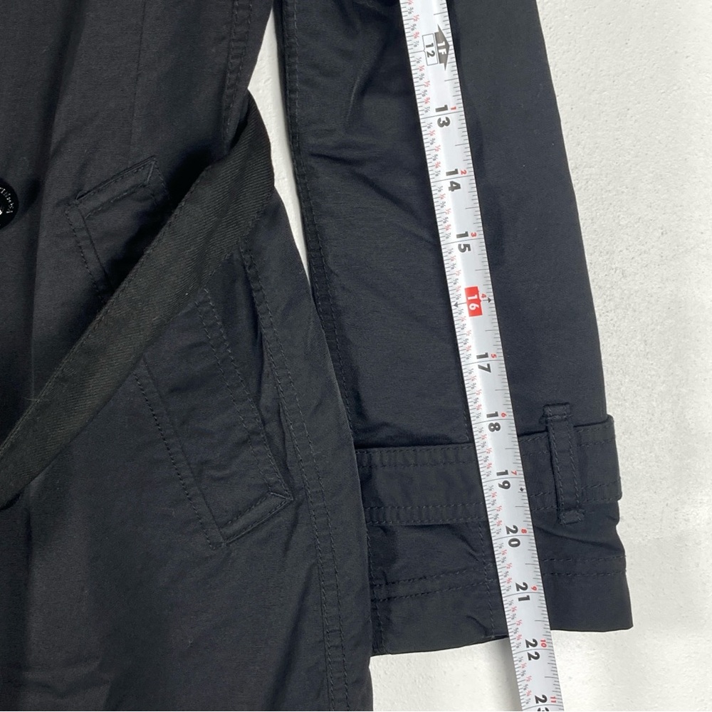 Martin + Osa Belted Double Breasted Trench Raincoat Black Size S Pockets - Picture 10 of 16